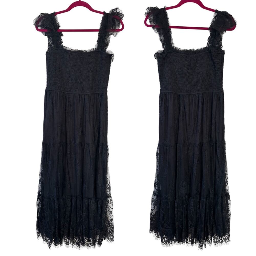 Francesca’s MiAmi Sandra Romantic Black Lace Tulle Midi Dress Women’s Medium NWT - Picture 2 of 8